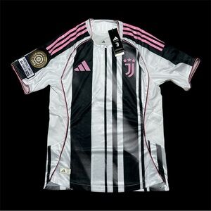 Adidas Juventus Striped Black White Pink Jersey
